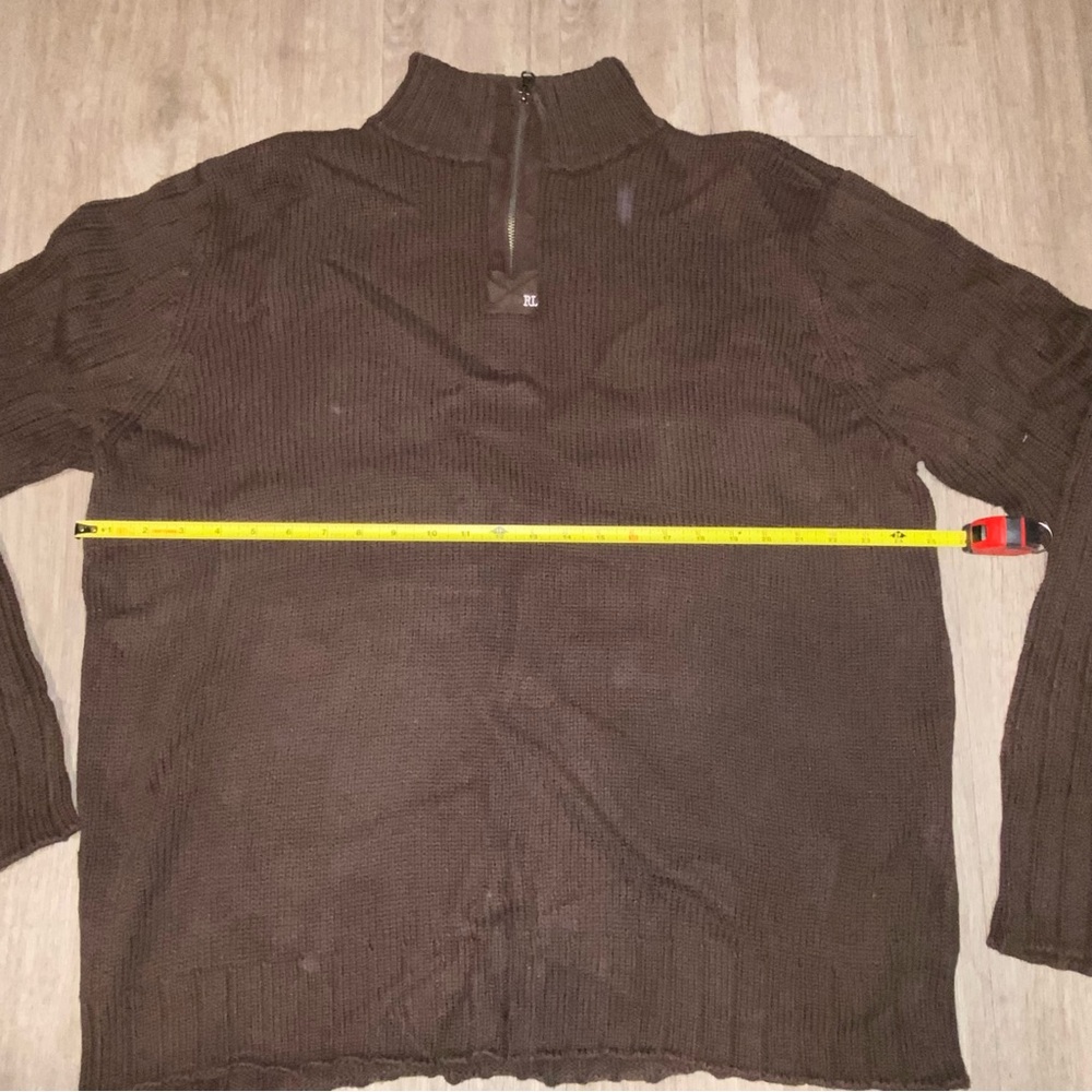 :::VINTAGE:::Men's polo jeans company 1/4 zip Brown Sweater size XXL - Picture 6 of 10
